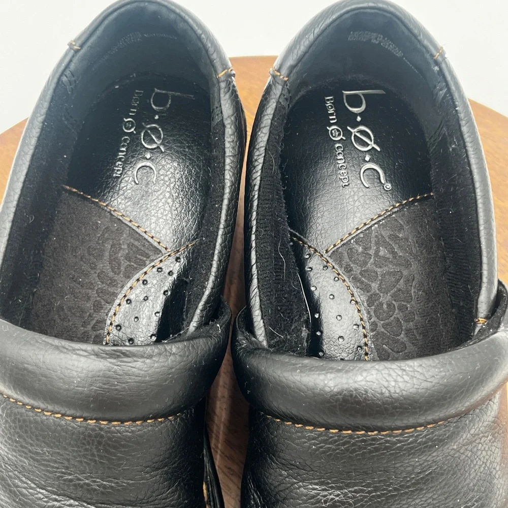 Born Concept Black Leather Slip-On Casual Loafer Clog Block Heel Women’s Sz 8M/W - Picture 5 of 10